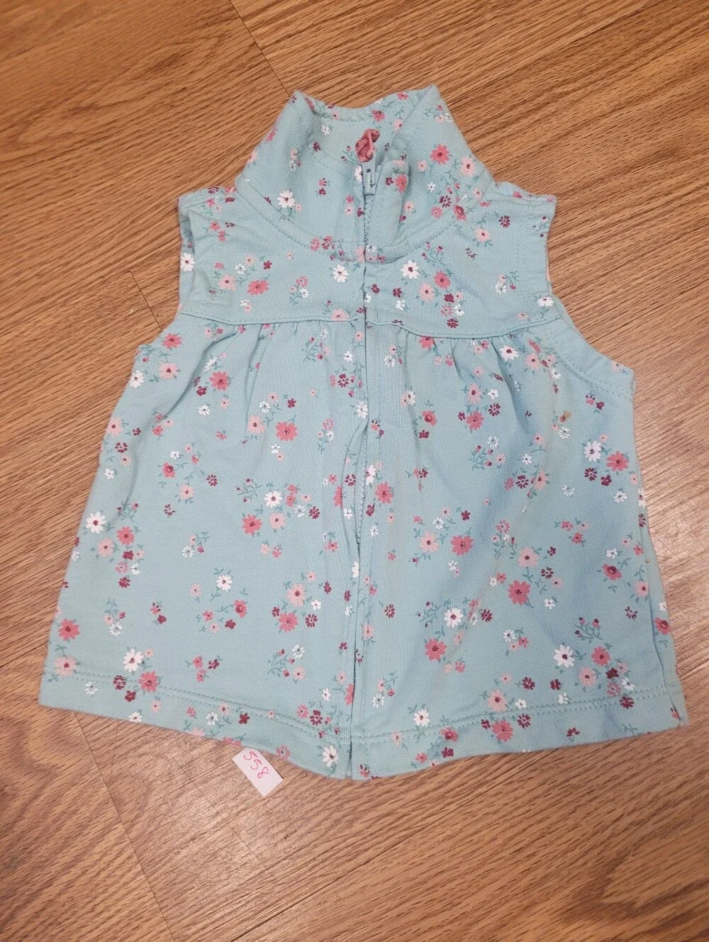 Carter's Infant Girl Vest Light Blue Pink Burgundy Floral 9 Months